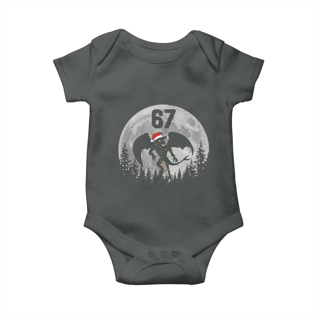 Funny Jersey Devil 67 Christmas Santa Hat Moon Night Stroll Baby Onesie TS11 Dark Heather Print Your Wear