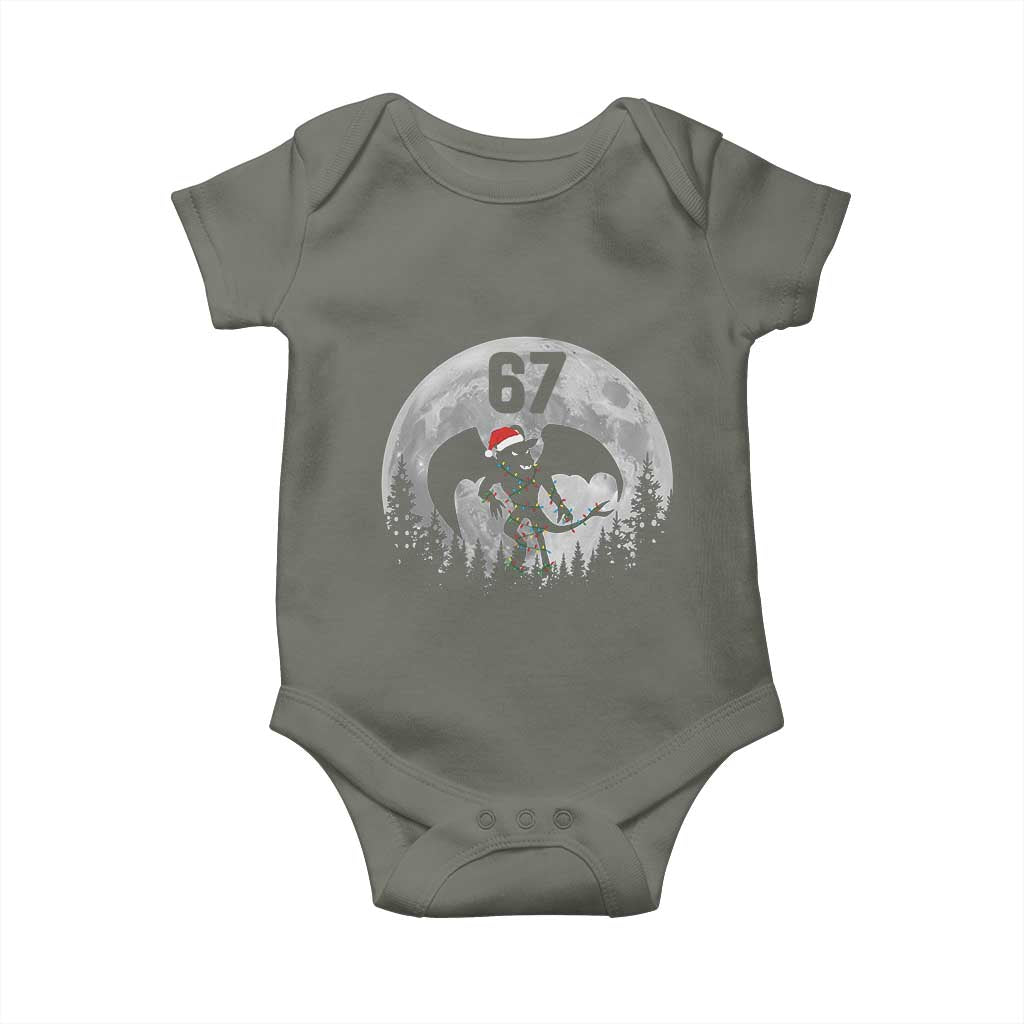 Funny Jersey Devil 67 Christmas Santa Hat Moon Night Stroll Baby Onesie TS11 Military Green Print Your Wear
