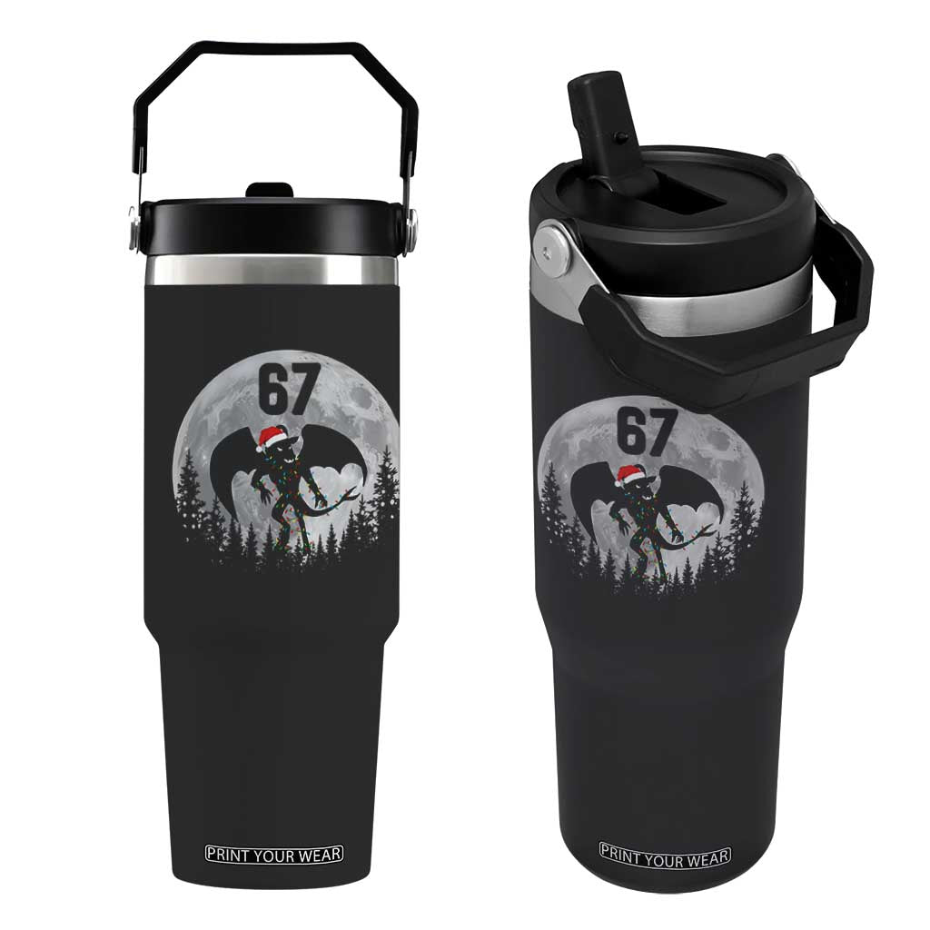 Funny Jersey Devil 67 Christmas Santa Hat Moon Night Stroll Flip Straw Tumbler TS11 One Size: 30 oz Black Print Your Wear