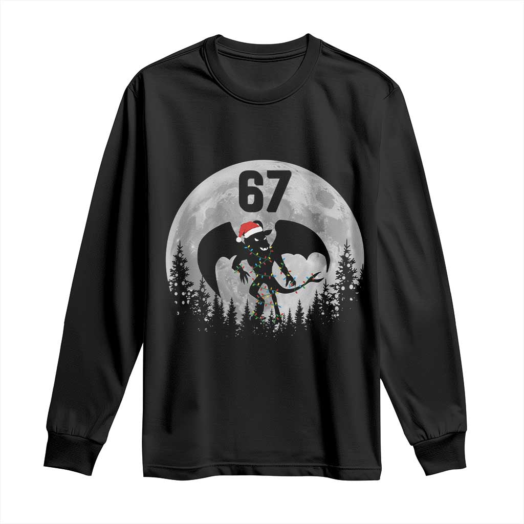Funny Jersey Devil 67 Christmas Santa Hat Moon Night Stroll Long Sleeve Shirt TS11 Black Print Your Wear
