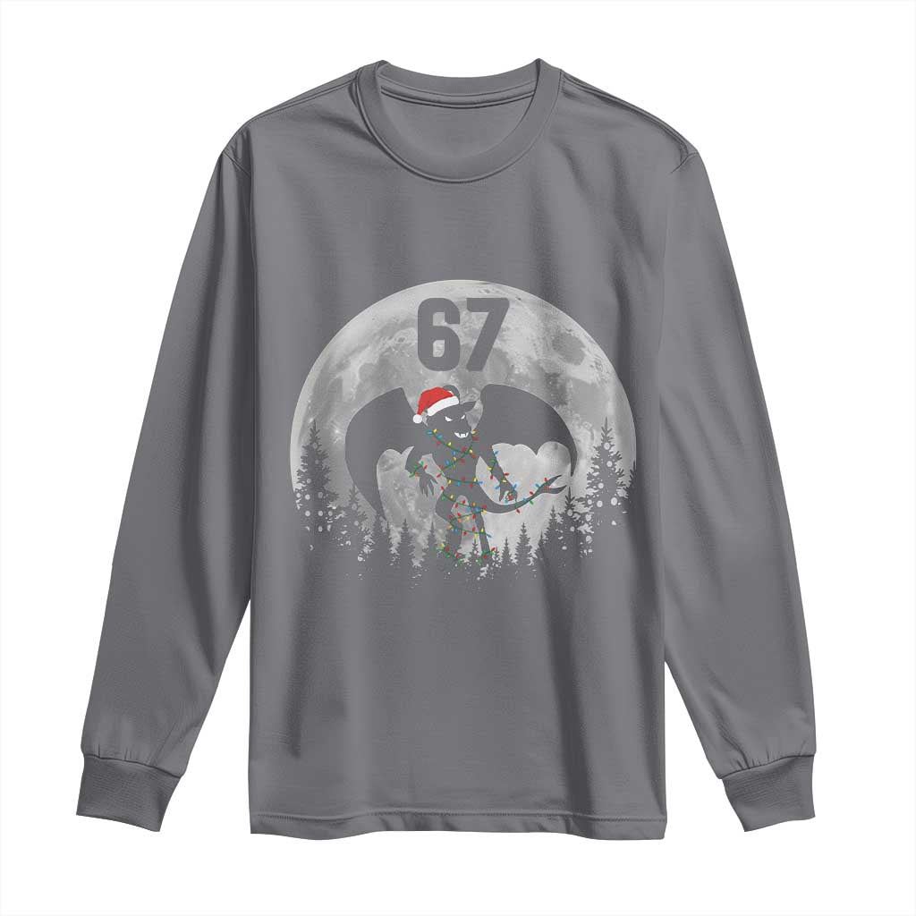 Funny Jersey Devil 67 Christmas Santa Hat Moon Night Stroll Long Sleeve Shirt TS11 Charcoal Print Your Wear