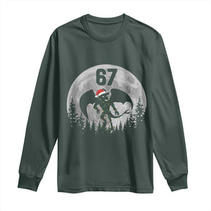 Funny Jersey Devil 67 Christmas Santa Hat Moon Night Stroll Long Sleeve Shirt TS11 Dark Forest Green Print Your Wear