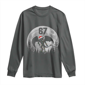 Funny Jersey Devil 67 Christmas Santa Hat Moon Night Stroll Long Sleeve Shirt TS11 Dark Heather Print Your Wear