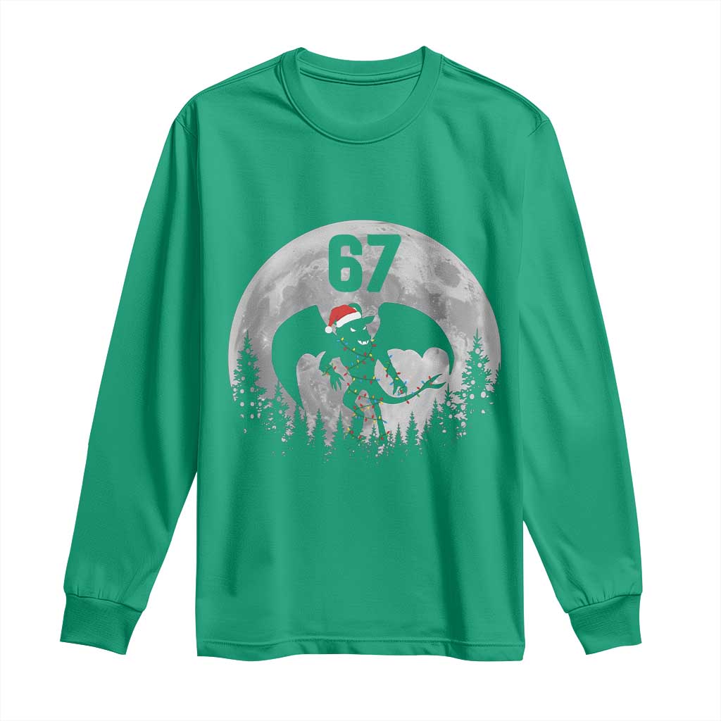 Funny Jersey Devil 67 Christmas Santa Hat Moon Night Stroll Long Sleeve Shirt TS11 Irish Green Print Your Wear