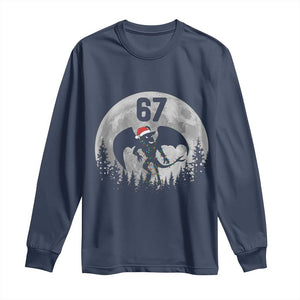 Funny Jersey Devil 67 Christmas Santa Hat Moon Night Stroll Long Sleeve Shirt TS11 Navy Print Your Wear