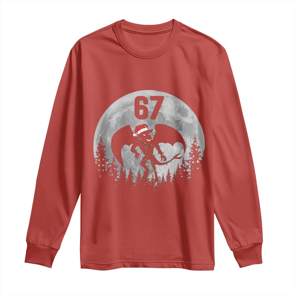 Funny Jersey Devil 67 Christmas Santa Hat Moon Night Stroll Long Sleeve Shirt TS11 Red Print Your Wear