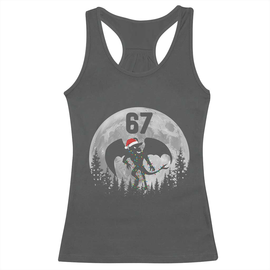 Funny Jersey Devil 67 Christmas Santa Hat Moon Night Stroll Racerback Tank Top TS11 Dark Heather Print Your Wear
