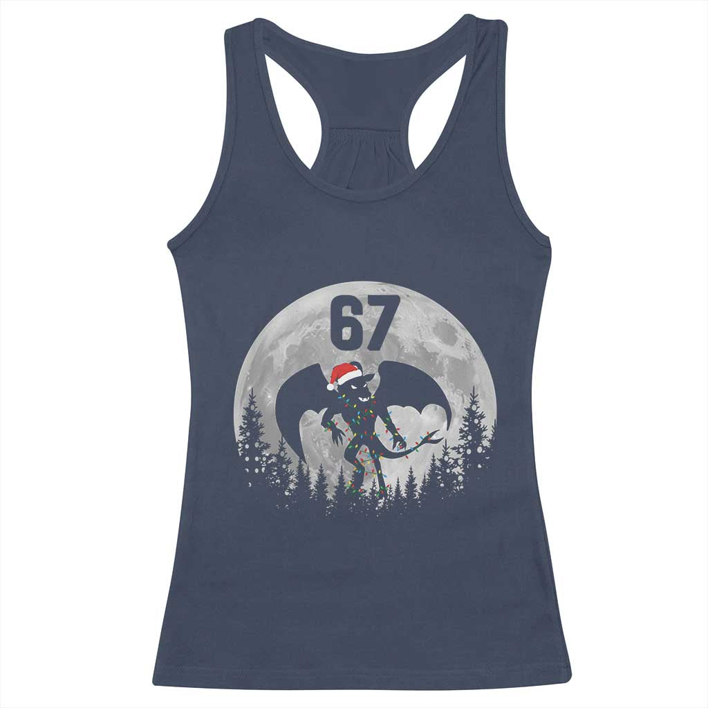 Funny Jersey Devil 67 Christmas Santa Hat Moon Night Stroll Racerback Tank Top TS11 Navy Print Your Wear