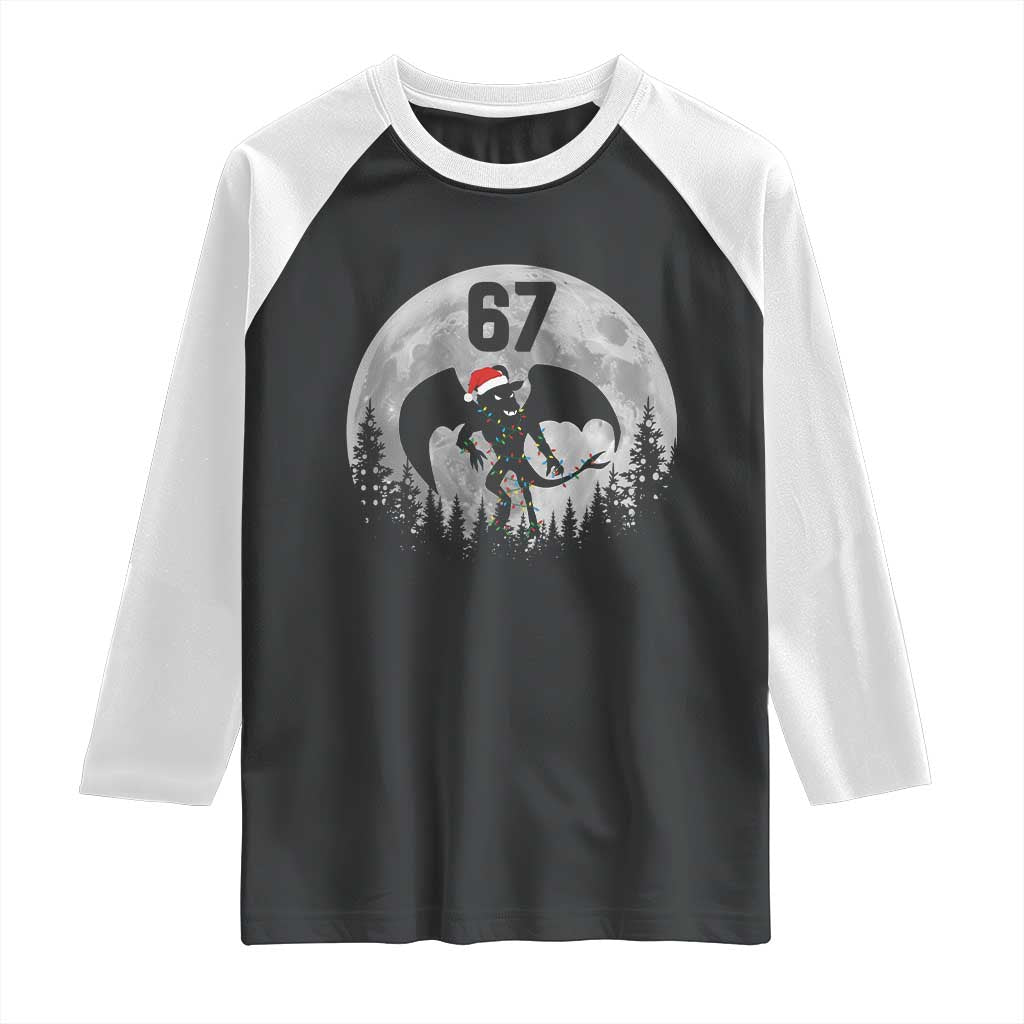 Funny Jersey Devil 67 Christmas Santa Hat Moon Night Stroll Raglan Shirt TS11 Black White Print Your Wear