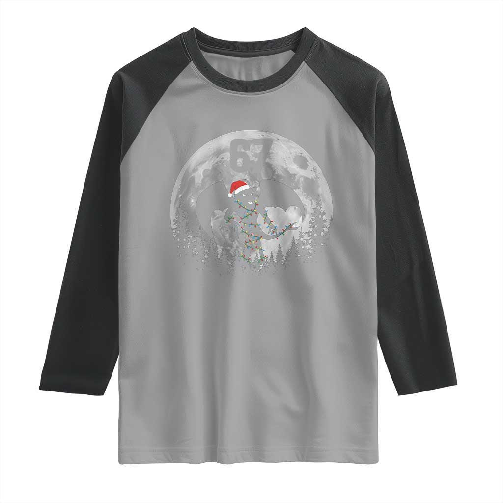 Funny Jersey Devil 67 Christmas Santa Hat Moon Night Stroll Raglan Shirt TS11 Sport Gray Black Print Your Wear
