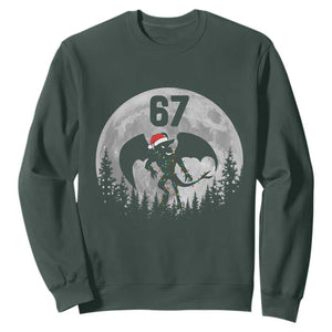 Funny Jersey Devil 67 Christmas Santa Hat Moon Night Stroll Sweatshirt TS11 Dark Forest Green Print Your Wear