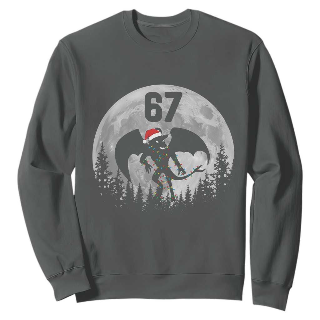 Funny Jersey Devil 67 Christmas Santa Hat Moon Night Stroll Sweatshirt TS11 Dark Heather Print Your Wear