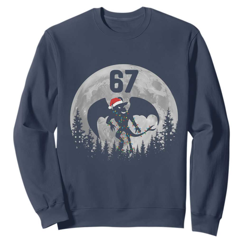 Funny Jersey Devil 67 Christmas Santa Hat Moon Night Stroll Sweatshirt TS11 Navy Print Your Wear