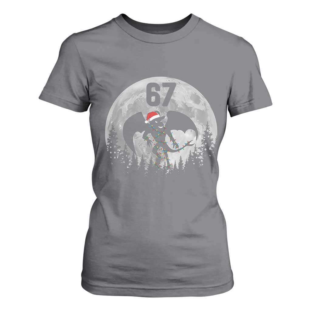 Funny Jersey Devil 67 Christmas Santa Hat Moon Night Stroll T Shirt For Women TS11 Charcoal Print Your Wear