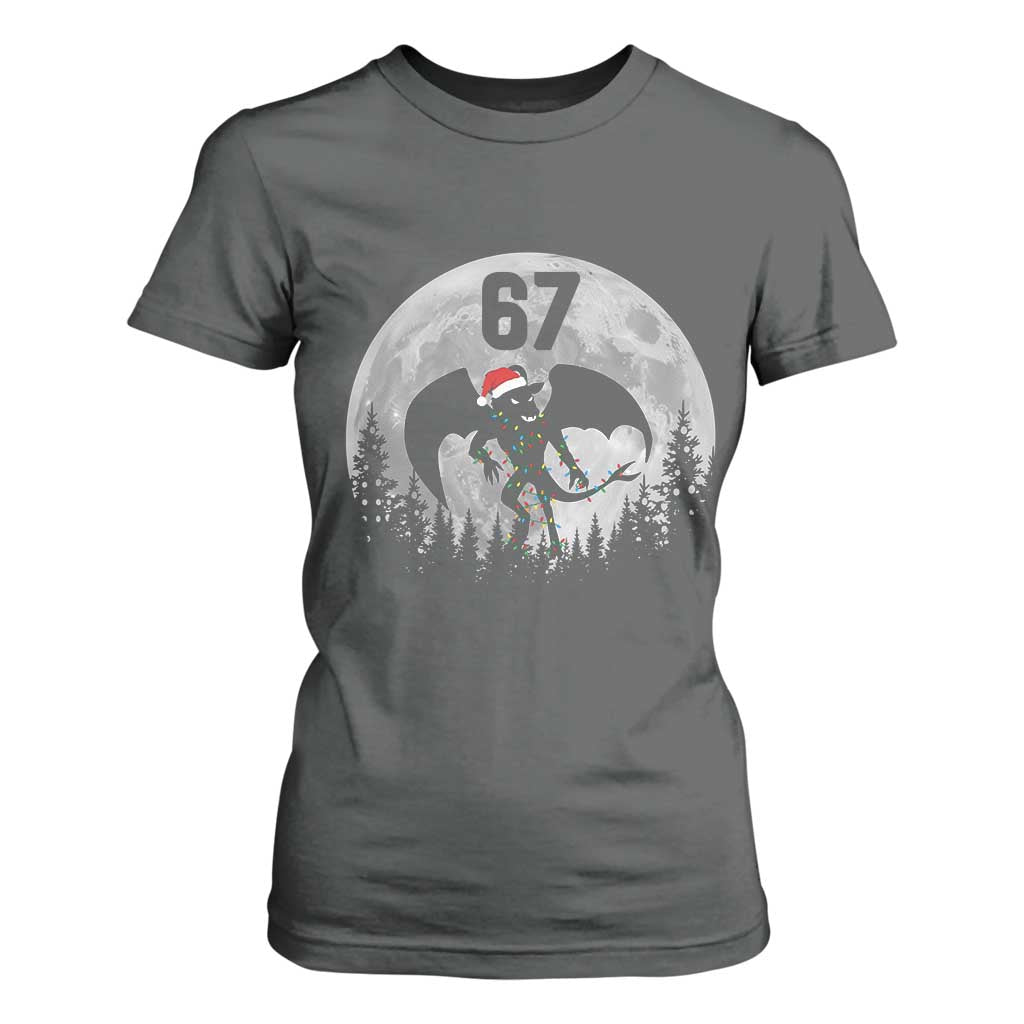 Funny Jersey Devil 67 Christmas Santa Hat Moon Night Stroll T Shirt For Women TS11 Dark Heather Print Your Wear