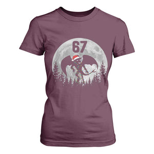 Funny Jersey Devil 67 Christmas Santa Hat Moon Night Stroll T Shirt For Women TS11 Maroon Print Your Wear