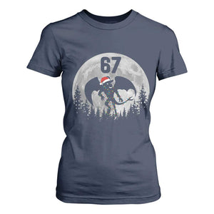 Funny Jersey Devil 67 Christmas Santa Hat Moon Night Stroll T Shirt For Women TS11 Navy Print Your Wear