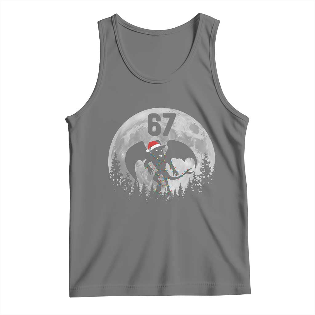 Funny Jersey Devil 67 Christmas Santa Hat Moon Night Stroll Tank Top TS11 Black Heather Print Your Wear