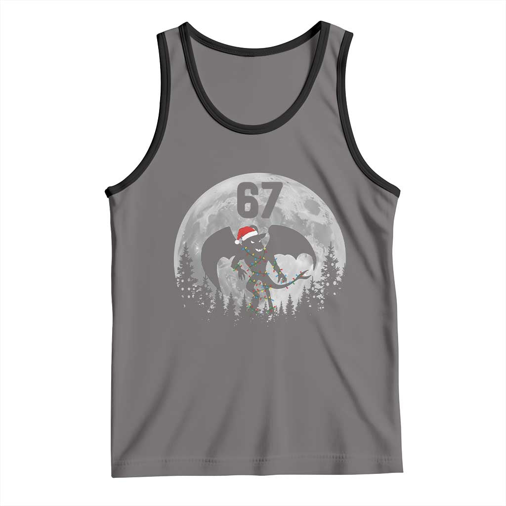 Funny Jersey Devil 67 Christmas Santa Hat Moon Night Stroll Tank Top TS11 Deep Heather Black Print Your Wear