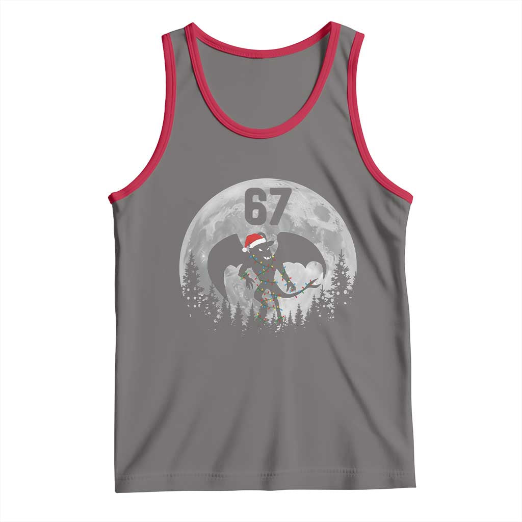 Funny Jersey Devil 67 Christmas Santa Hat Moon Night Stroll Tank Top TS11 Deep Heather Red Print Your Wear