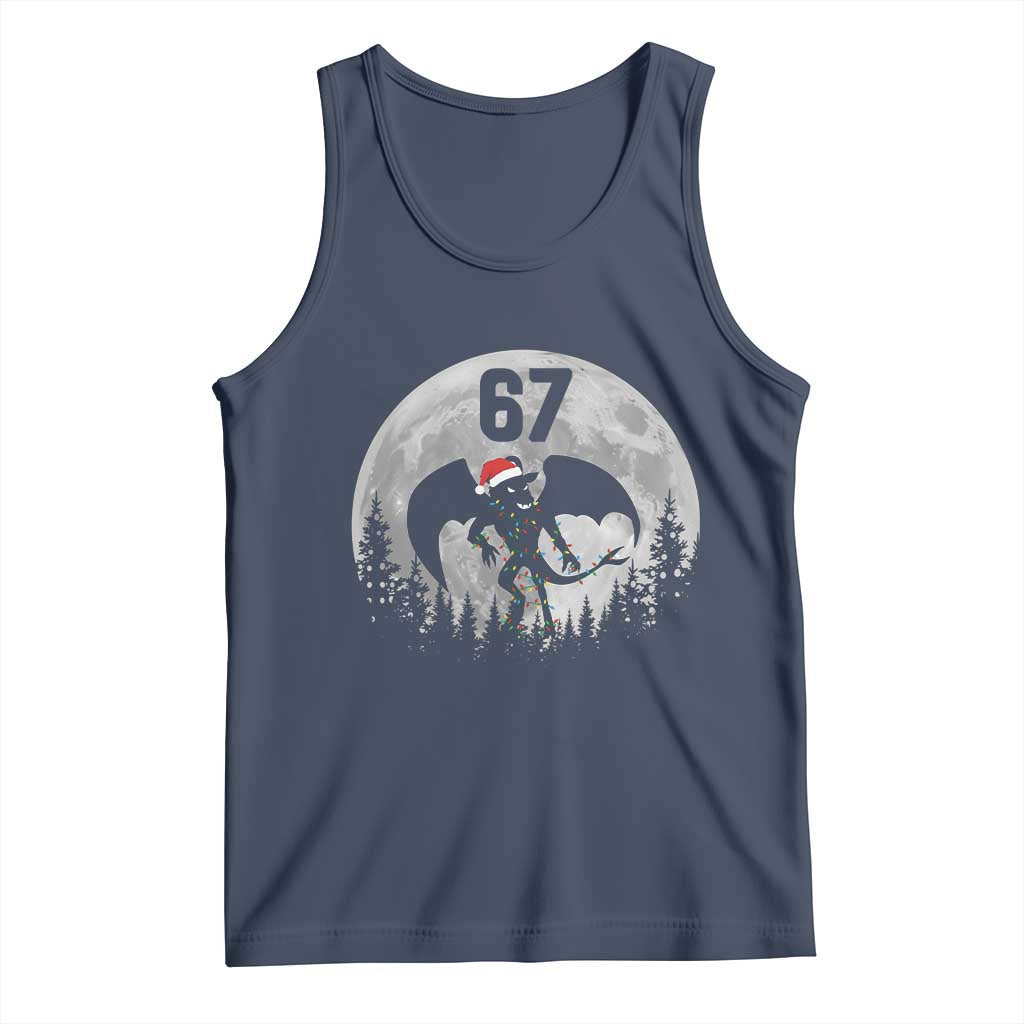 Funny Jersey Devil 67 Christmas Santa Hat Moon Night Stroll Tank Top TS11 Navy Print Your Wear