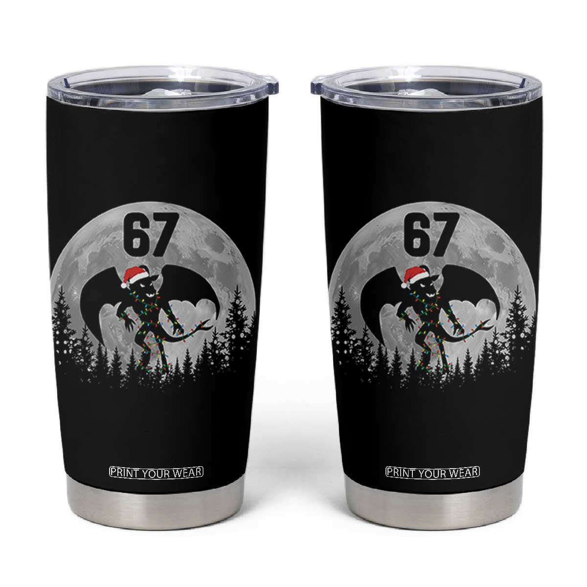 Funny Jersey Devil 67 Christmas Santa Hat Moon Night Stroll Tumbler Cup TS11 Black Print Your Wear