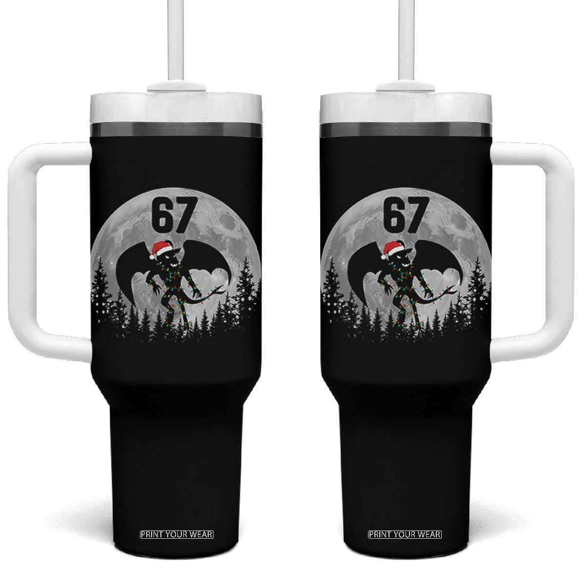 Funny Jersey Devil 67 Christmas Santa Hat Moon Night Stroll Tumbler With Handle TS11 One Size: 40 oz Black Print Your Wear