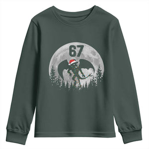 Funny Jersey Devil 67 Christmas Santa Hat Moon Night Stroll Youth Sweatshirt TS11 Dark Forest Green Print Your Wear