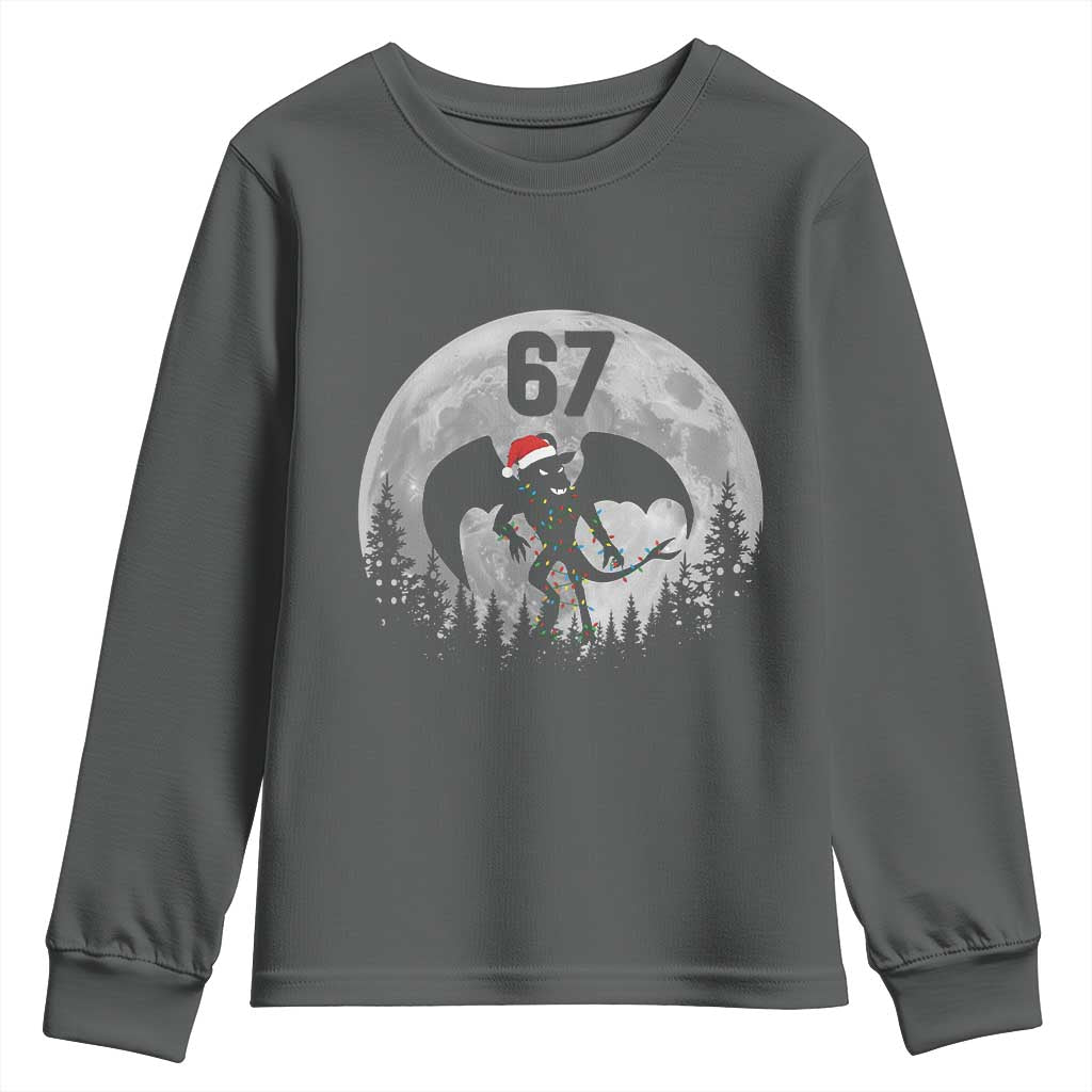 Funny Jersey Devil 67 Christmas Santa Hat Moon Night Stroll Youth Sweatshirt TS11 Dark Heather Print Your Wear