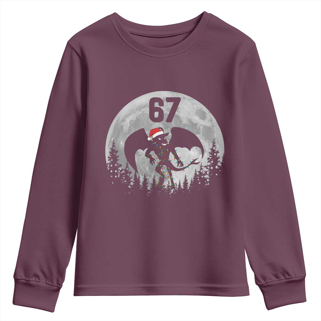 Funny Jersey Devil 67 Christmas Santa Hat Moon Night Stroll Youth Sweatshirt TS11 Maroon Print Your Wear