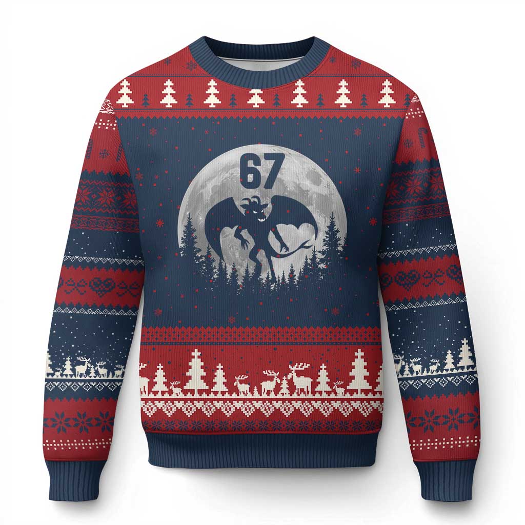 Funny Jersey Devil 67 Moon Night Stroll Ugly Christmas Sweater TS11 Navy Red Print Your Wear