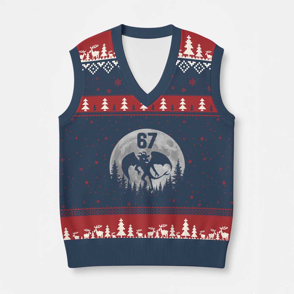 Funny Jersey Devil 67 Moon Night Stroll V-Neck Knit Sweater Vest TS11 Navy Red Print Your Wear