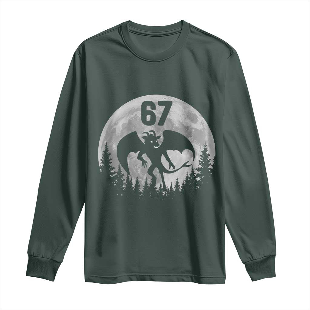 Funny Jersey Devil 67 Moon Night Stroll Long Sleeve Shirt TS11 Dark Forest Green Print Your Wear