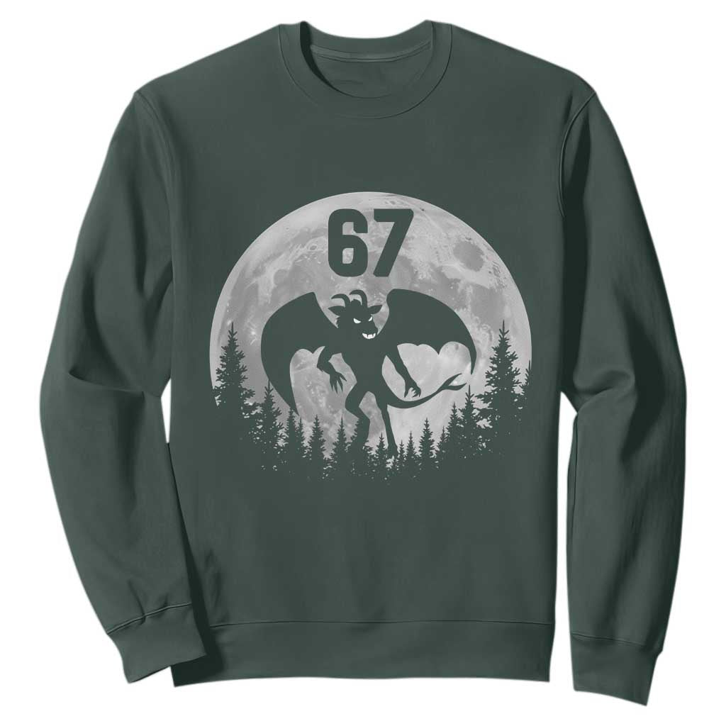 Funny Jersey Devil 67 Moon Night Stroll Sweatshirt TS11 Dark Forest Green Print Your Wear