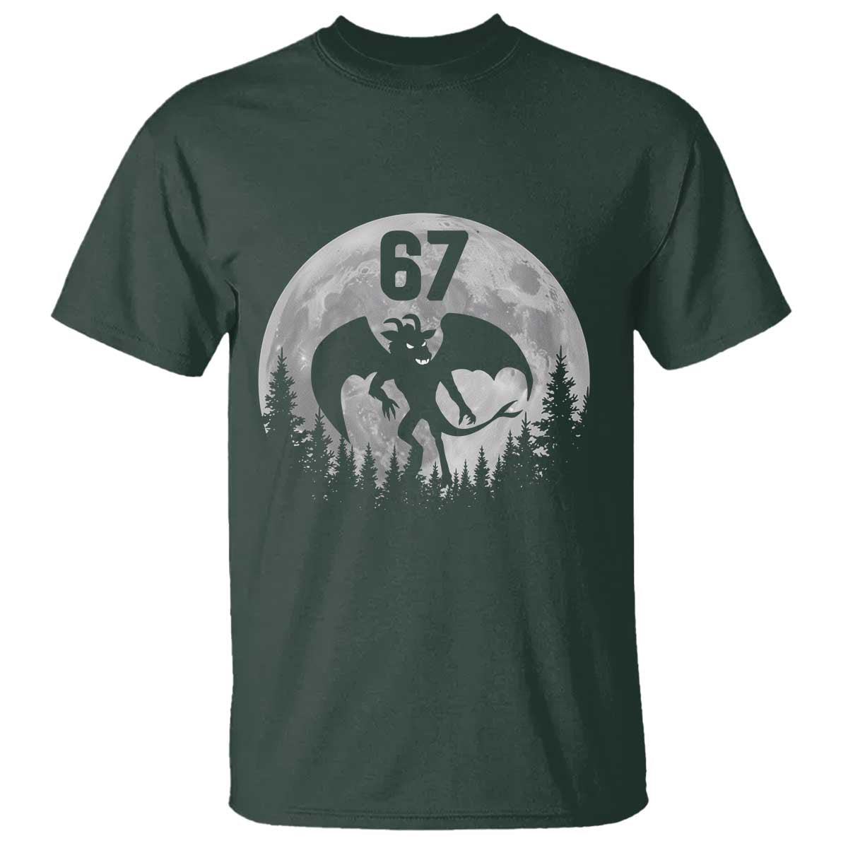 Funny Jersey Devil 67 Moon Night Stroll T Shirt TS11 Dark Forest Green Print Your Wear