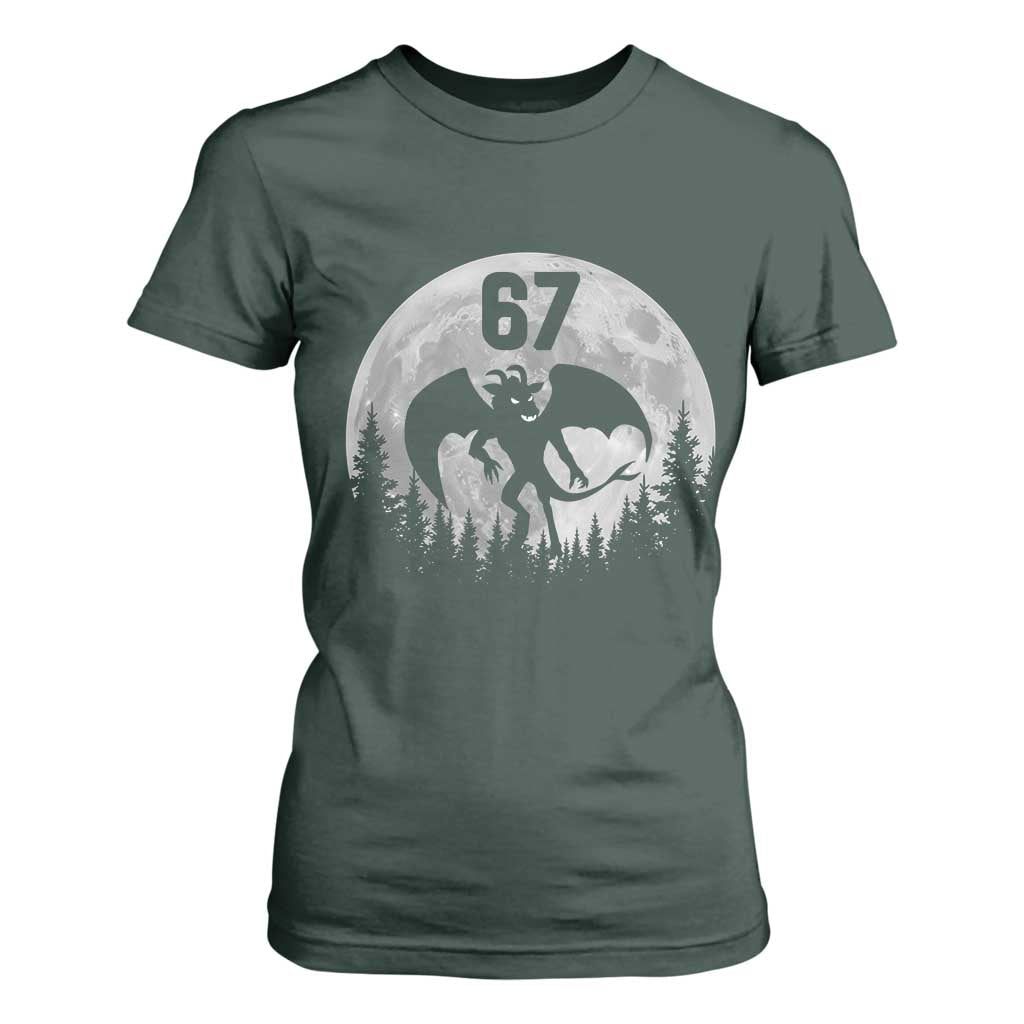 Funny Jersey Devil 67 Moon Night Stroll T Shirt For Women TS11 Dark Forest Green Print Your Wear