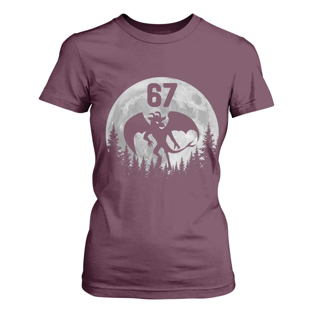 Funny Jersey Devil 67 Moon Night Stroll T Shirt For Women TS11 Maroon Print Your Wear