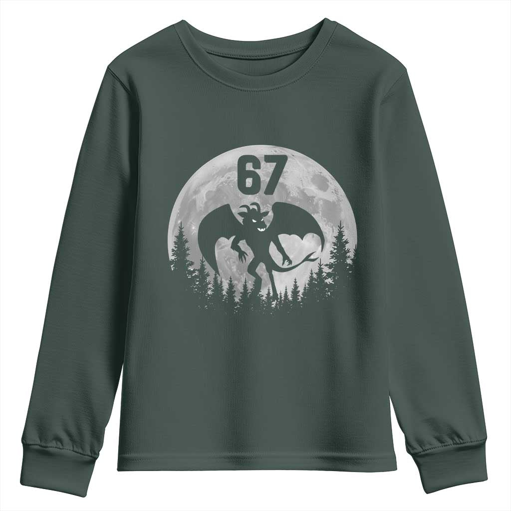 Funny Jersey Devil 67 Moon Night Stroll Youth Sweatshirt TS11 Dark Forest Green Print Your Wear
