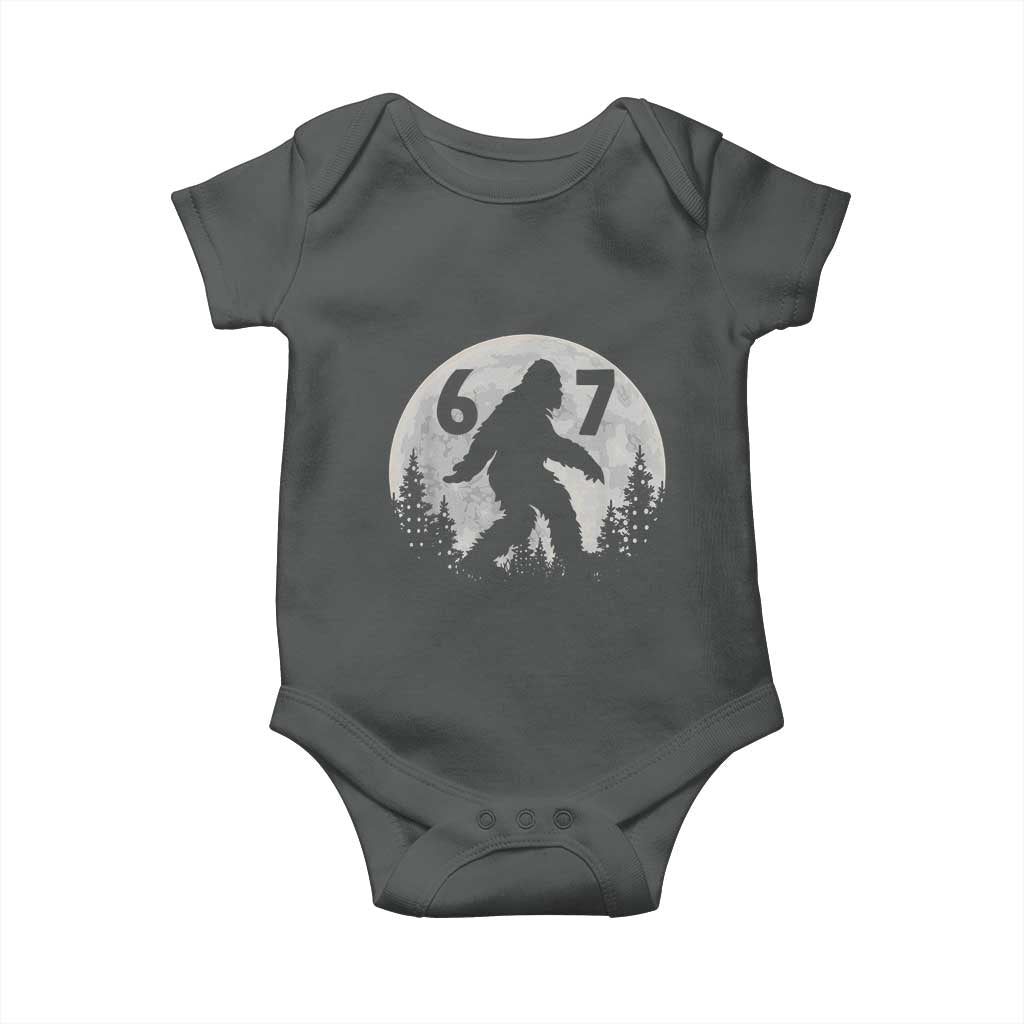 Funny Bigfoot 67 Night Stroll Moon Sasquatch Baby Onesie TS11 Dark Heather Print Your Wear
