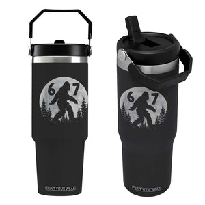 Funny Bigfoot 67 Night Stroll Moon Sasquatch Flip Straw Tumbler TS11 One Size: 30 oz Black Print Your Wear