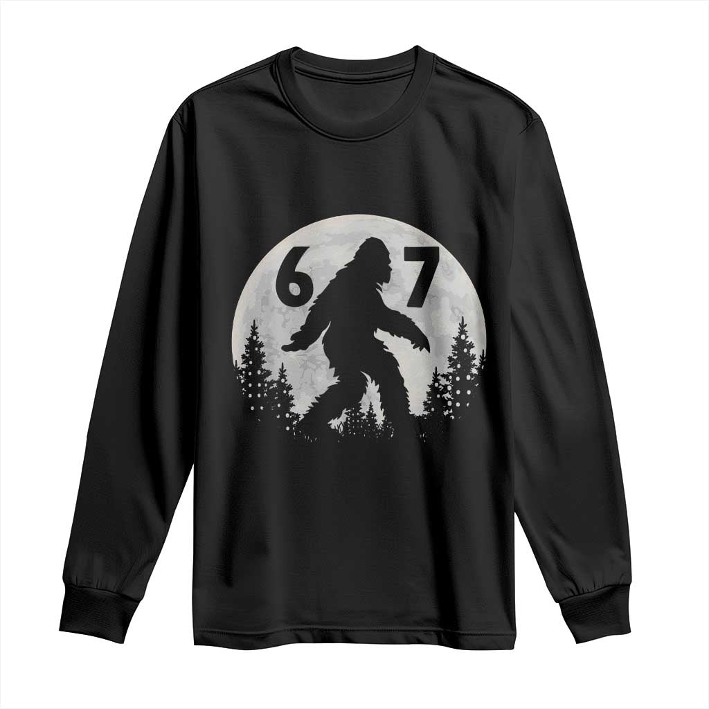 Funny Bigfoot 67 Night Stroll Moon Sasquatch Long Sleeve Shirt TS11 Black Print Your Wear