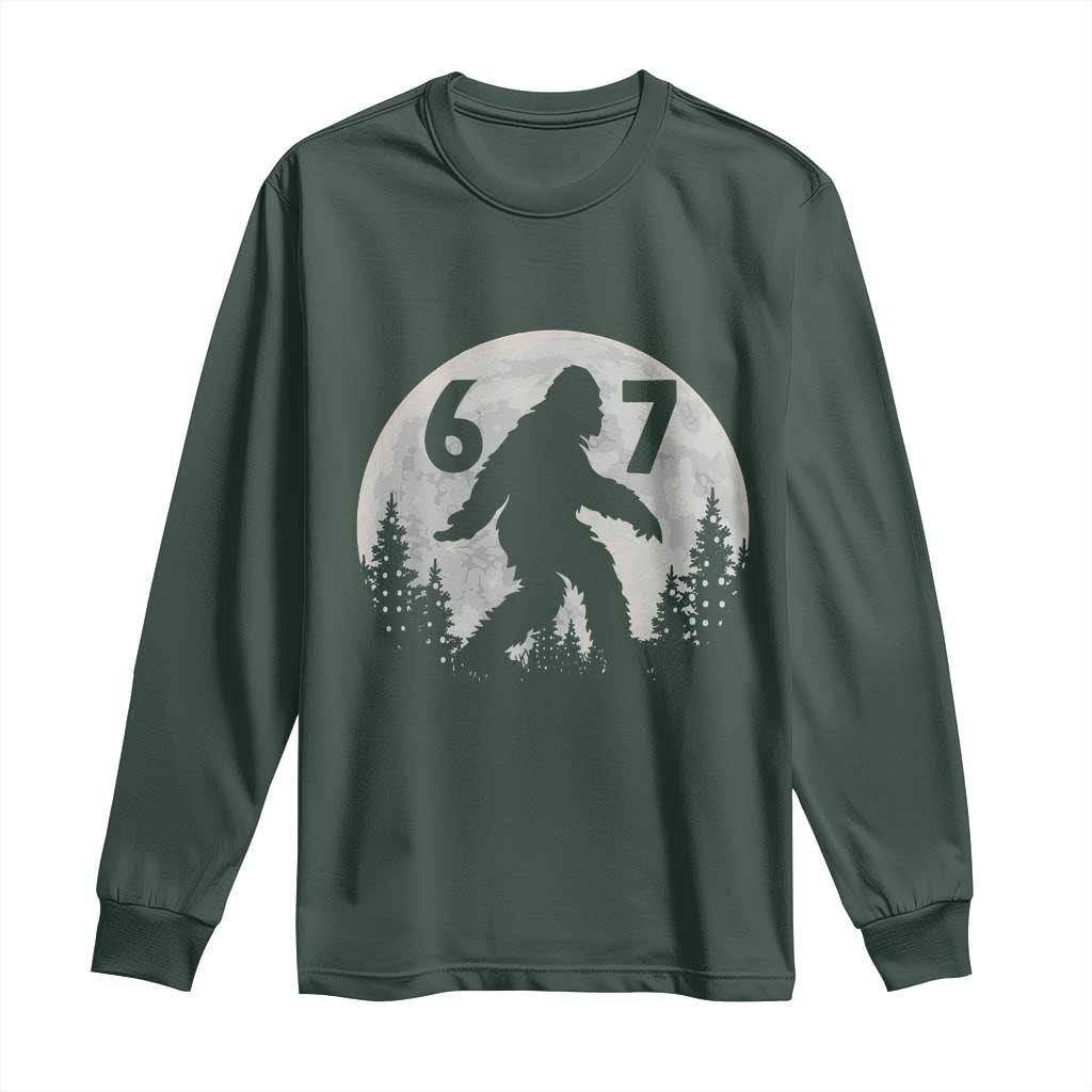 Funny Bigfoot 67 Night Stroll Moon Sasquatch Long Sleeve Shirt TS11 Dark Forest Green Print Your Wear