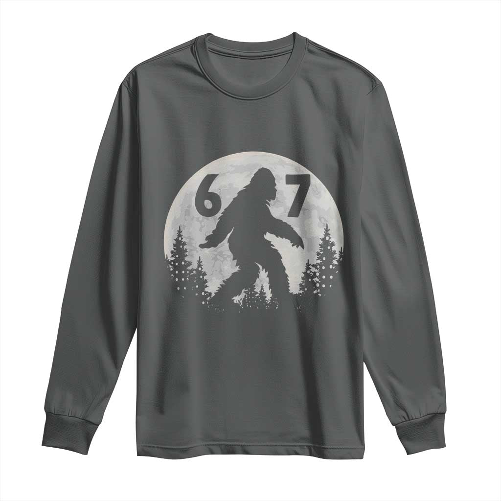 Funny Bigfoot 67 Night Stroll Moon Sasquatch Long Sleeve Shirt TS11 Dark Heather Print Your Wear