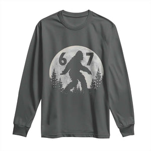 Funny Bigfoot 67 Night Stroll Moon Sasquatch Long Sleeve Shirt TS11 Dark Heather Print Your Wear