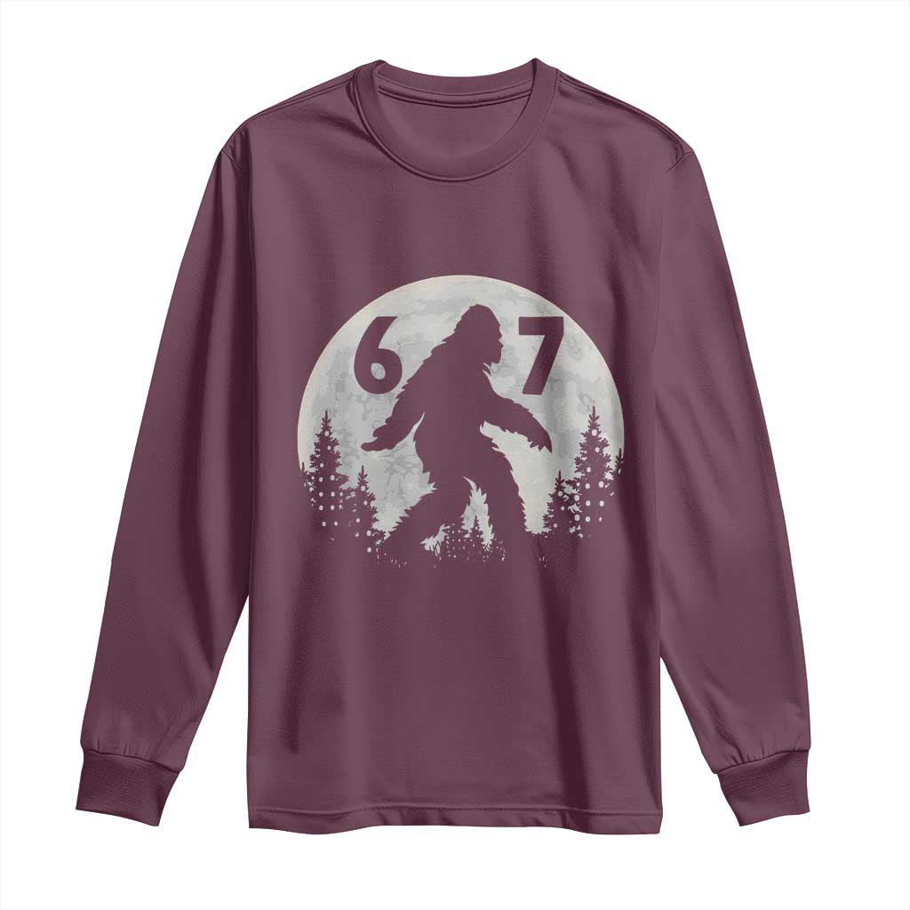 Funny Bigfoot 67 Night Stroll Moon Sasquatch Long Sleeve Shirt TS11 Maroon Print Your Wear