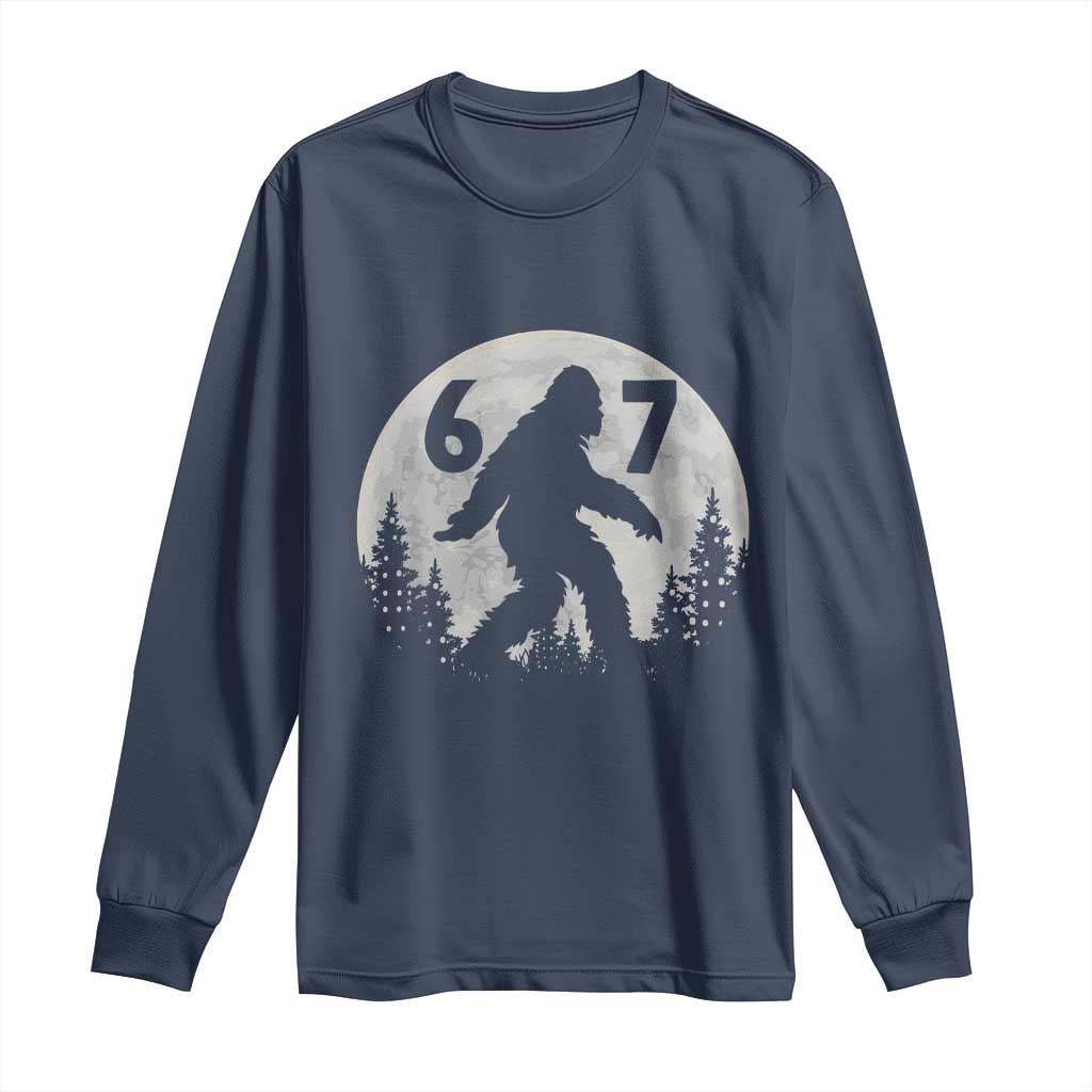 Funny Bigfoot 67 Night Stroll Moon Sasquatch Long Sleeve Shirt TS11 Navy Print Your Wear