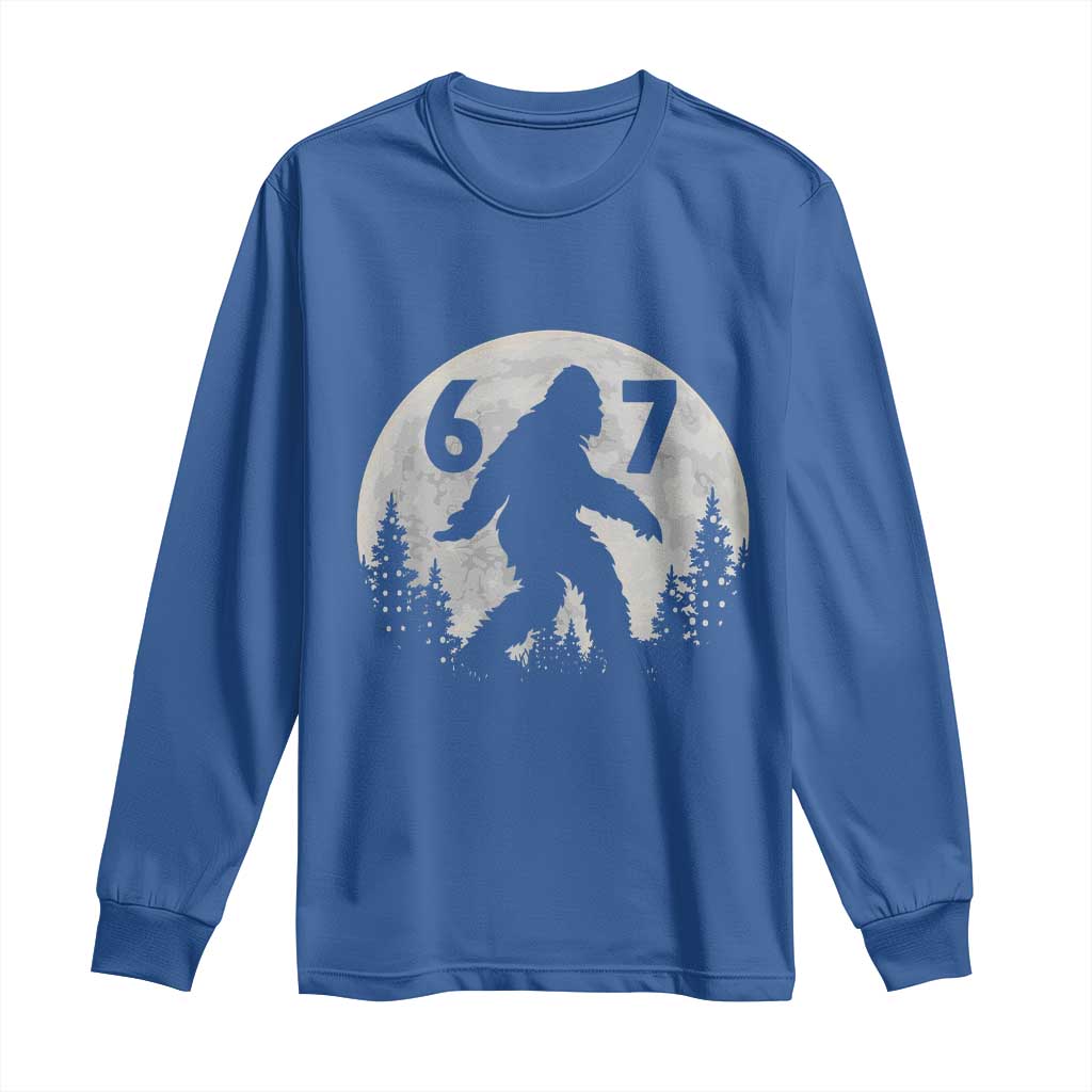 Funny Bigfoot 67 Night Stroll Moon Sasquatch Long Sleeve Shirt TS11 Royal Blue Print Your Wear