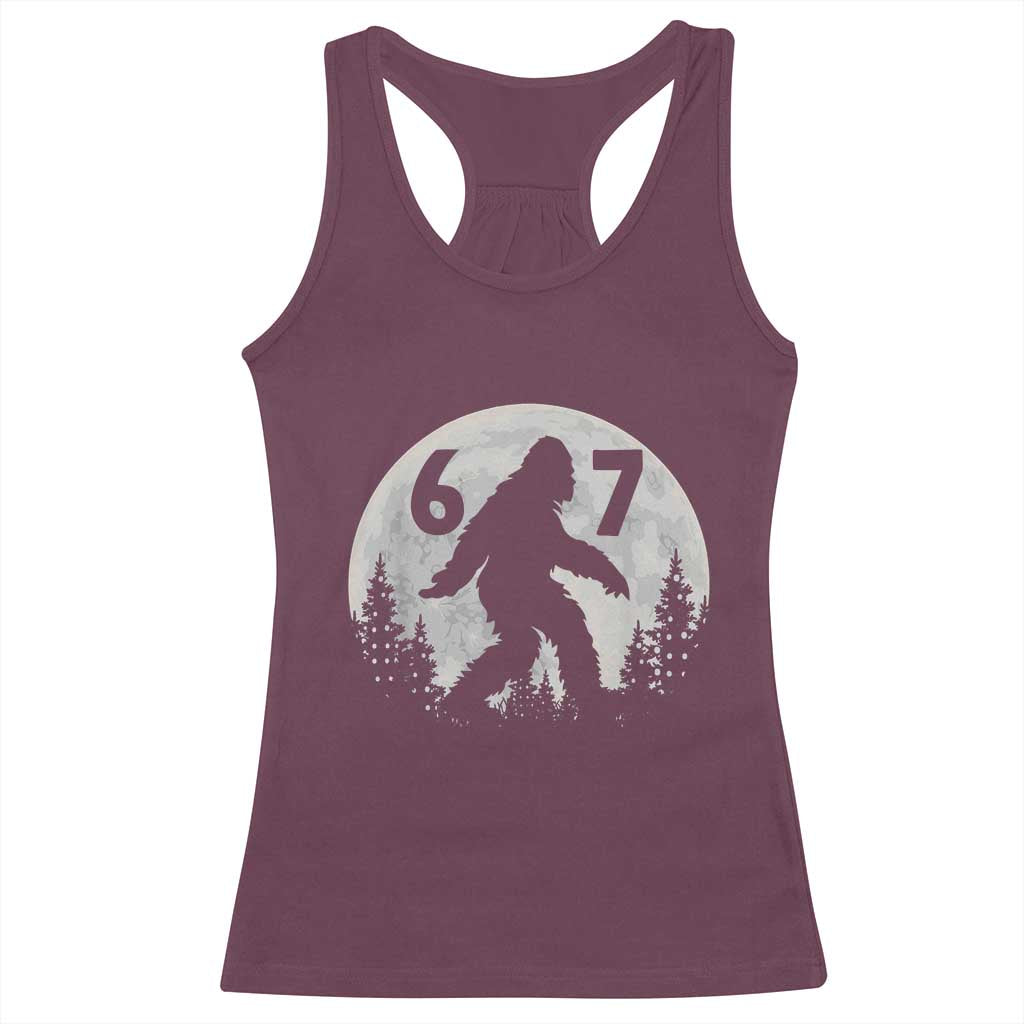 Funny Bigfoot 67 Night Stroll Moon Sasquatch Racerback Tank Top TS11 Maroon Print Your Wear