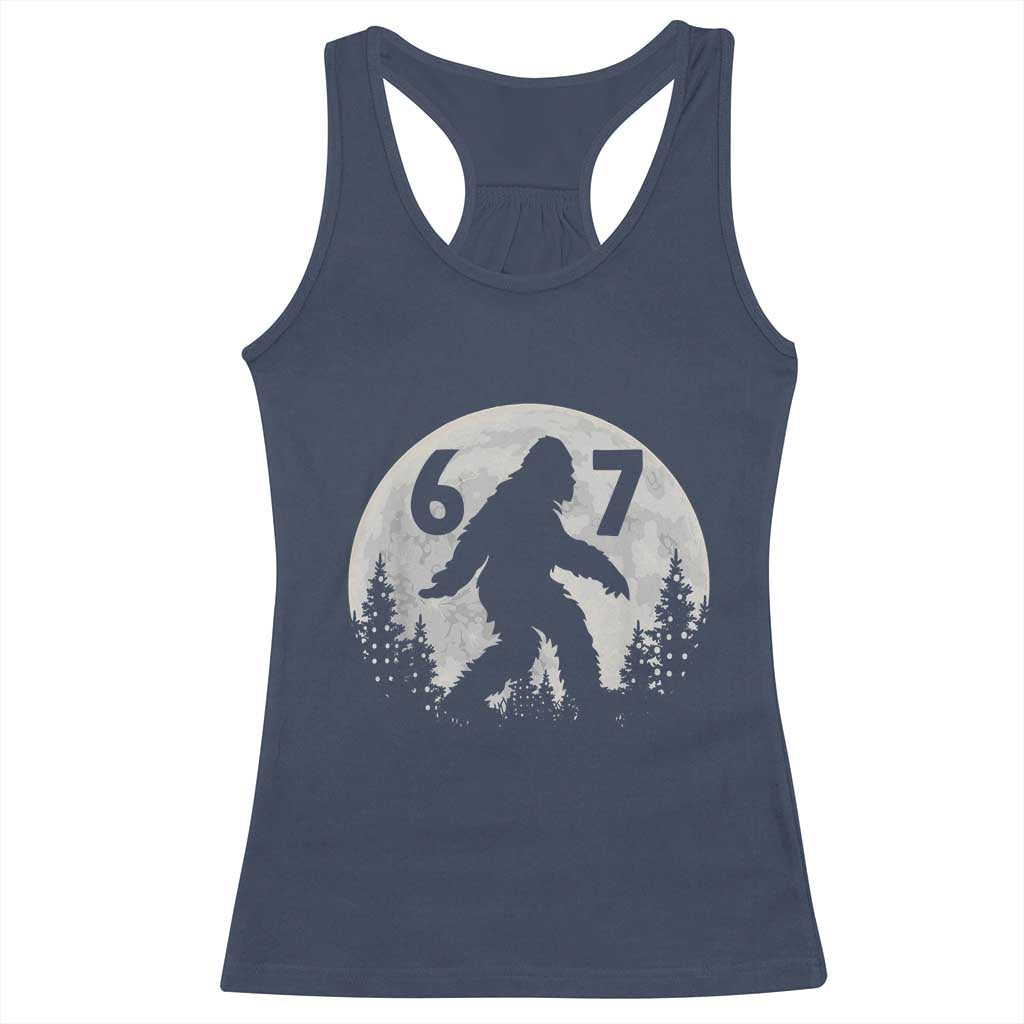 Funny Bigfoot 67 Night Stroll Moon Sasquatch Racerback Tank Top TS11 Navy Print Your Wear