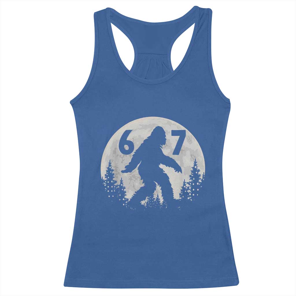 Funny Bigfoot 67 Night Stroll Moon Sasquatch Racerback Tank Top TS11 Royal Blue Print Your Wear
